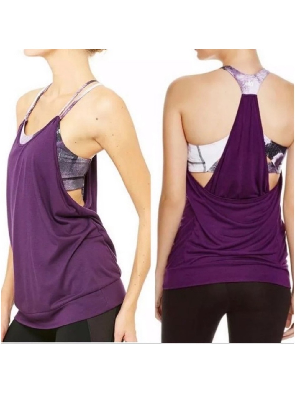 ALO Yoga Purple Draped Racerback Tank Top